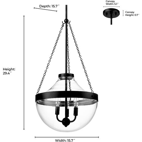 Clarra 3 Light 15.75 inch Polished Nickel Pendant Ceiling Light